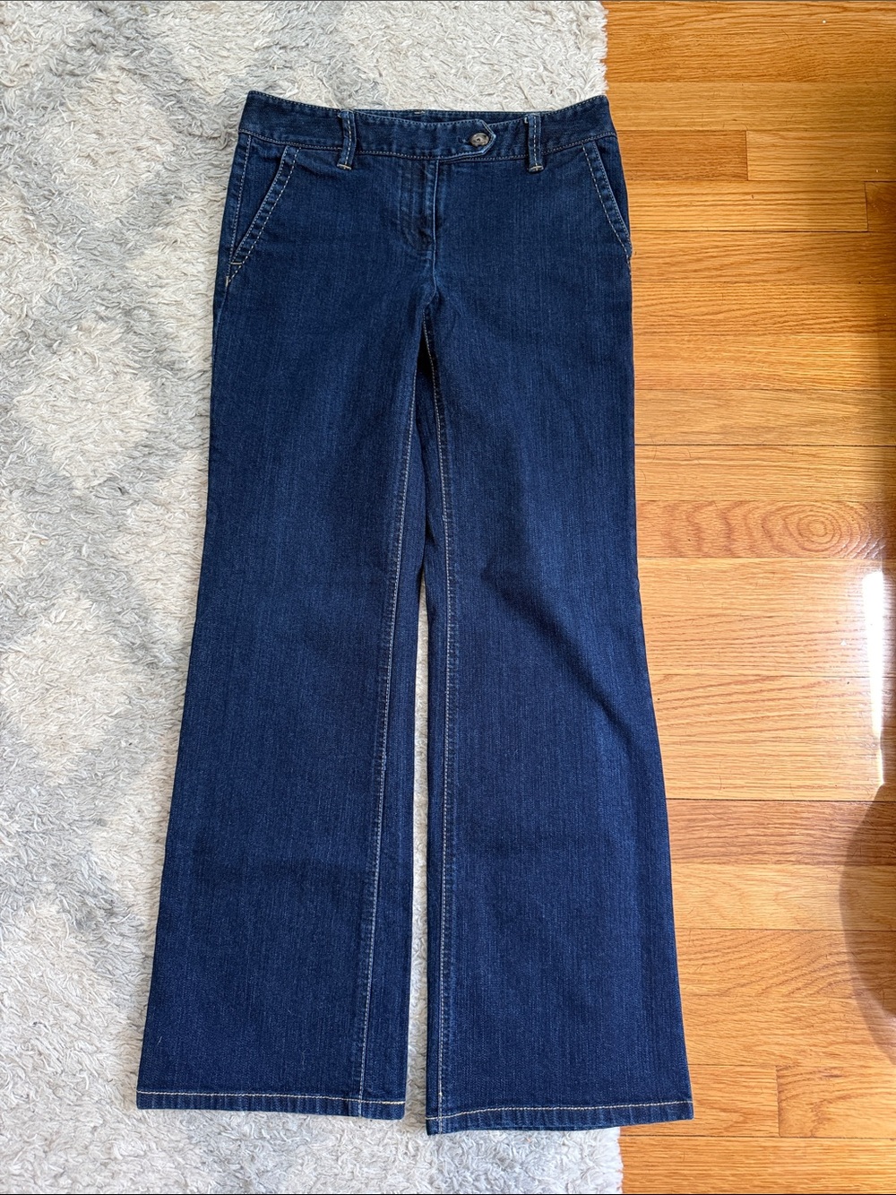 Ann Taylor Dark Indigo Wide-Leg Flare Jeans